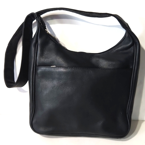 Nino Bossi Genuine Supple Soft Leather Classic Black Shoulder Bag - Picture 3 of 10